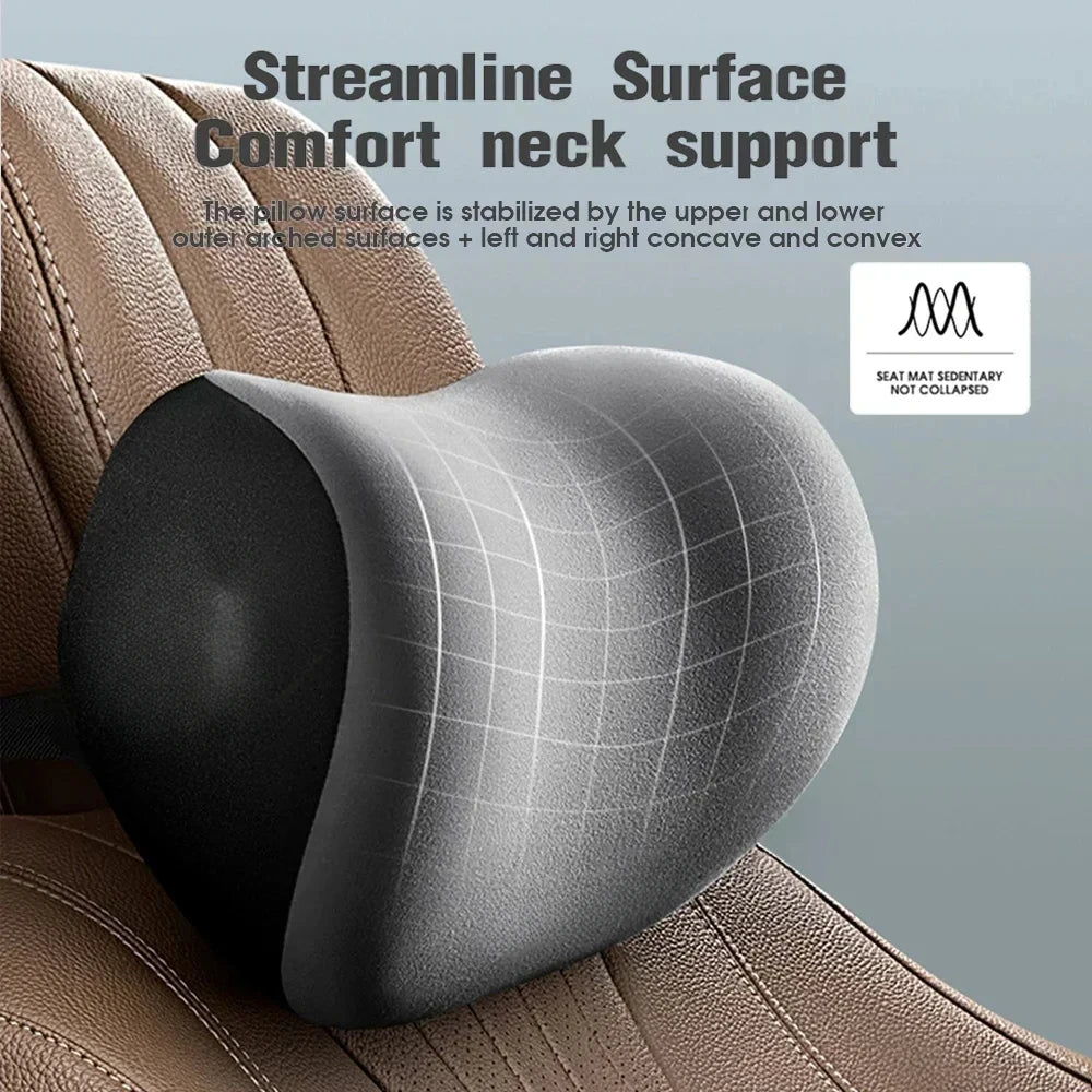 Car Neck Headrest Pillow Memory Foam Waist Cushion Lumbar Support Backrest Cars Vehicle Supplies Travel Neck Cushion Protection