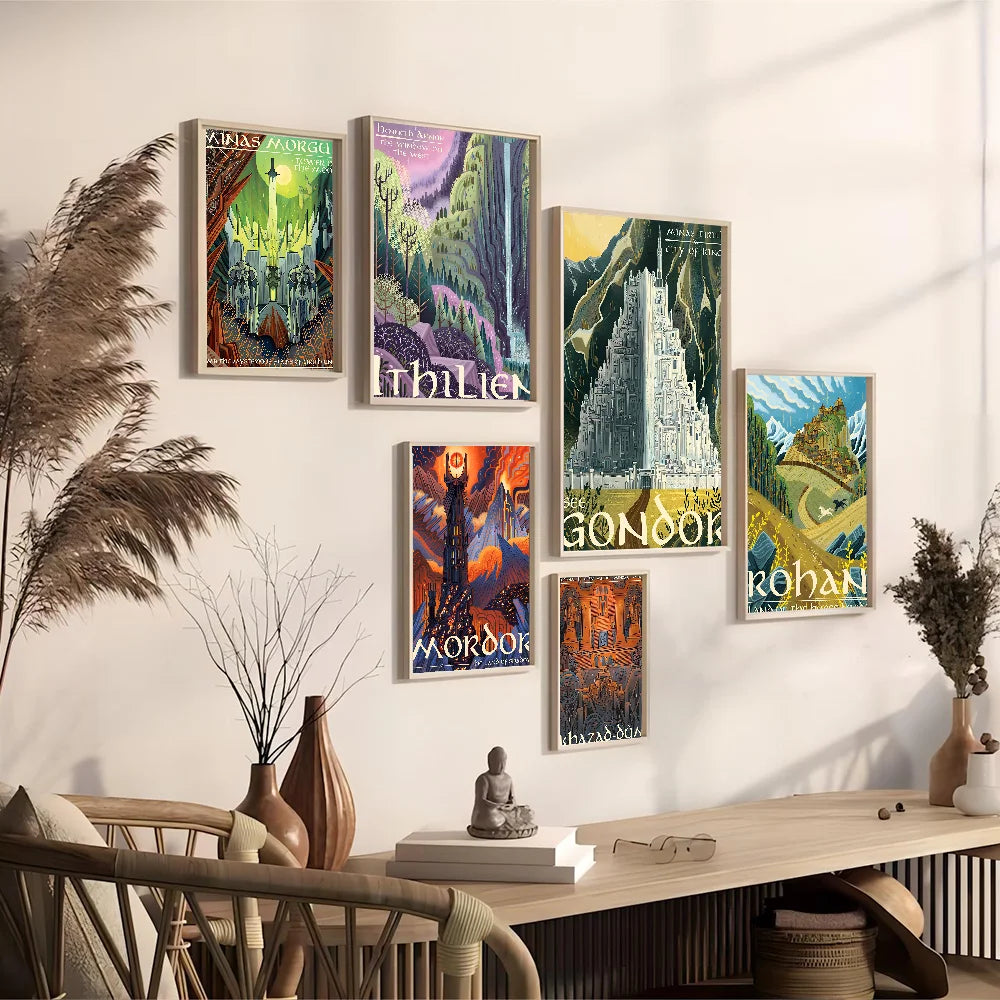 Ring Art Travel Abstract Vintage Film Mordor Castle Classic Vintage Posters Vintage Room Bar Cafe Decor Stickers Wall Painting