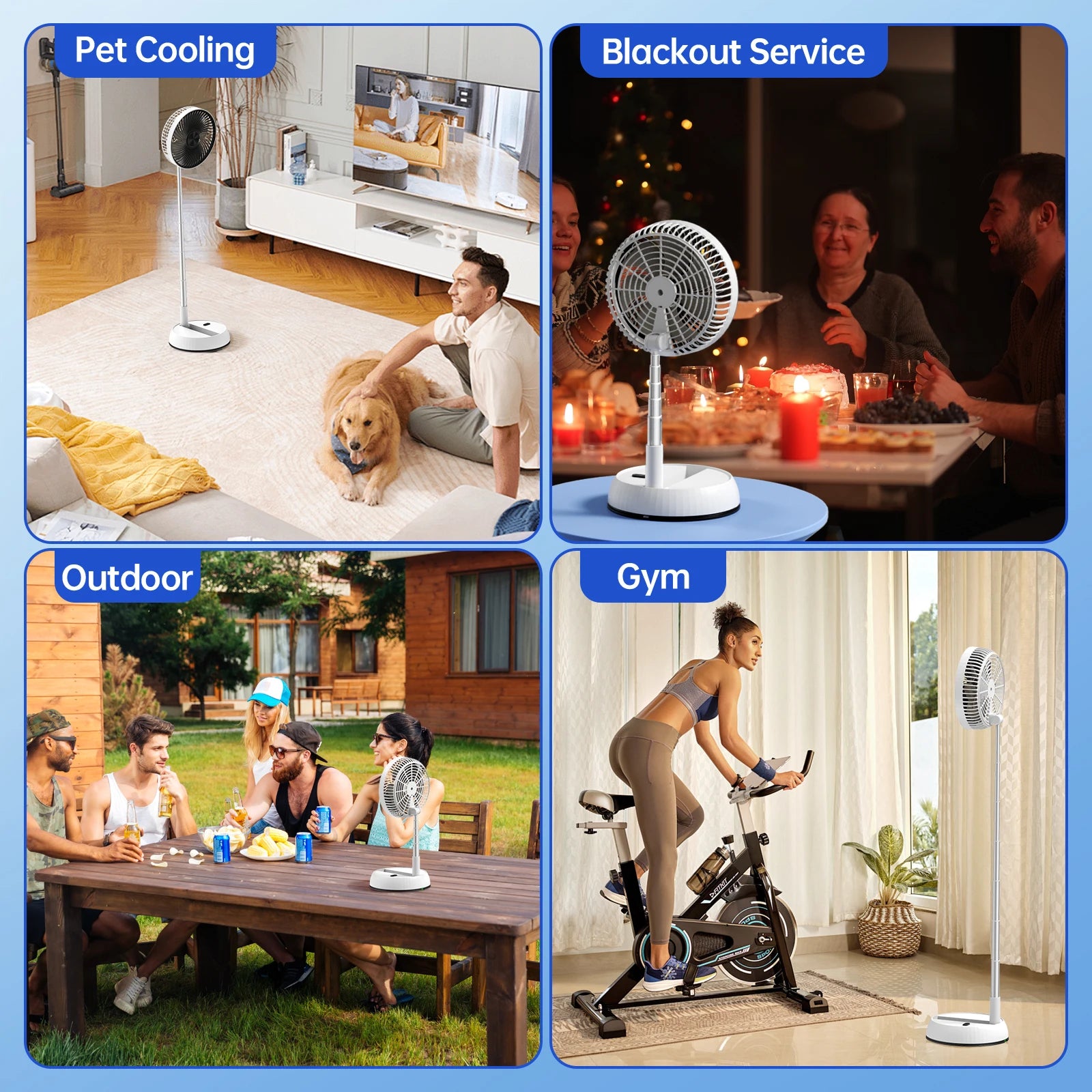 7200mAh outdoor fan with remote control aluminum alloy folding fan por