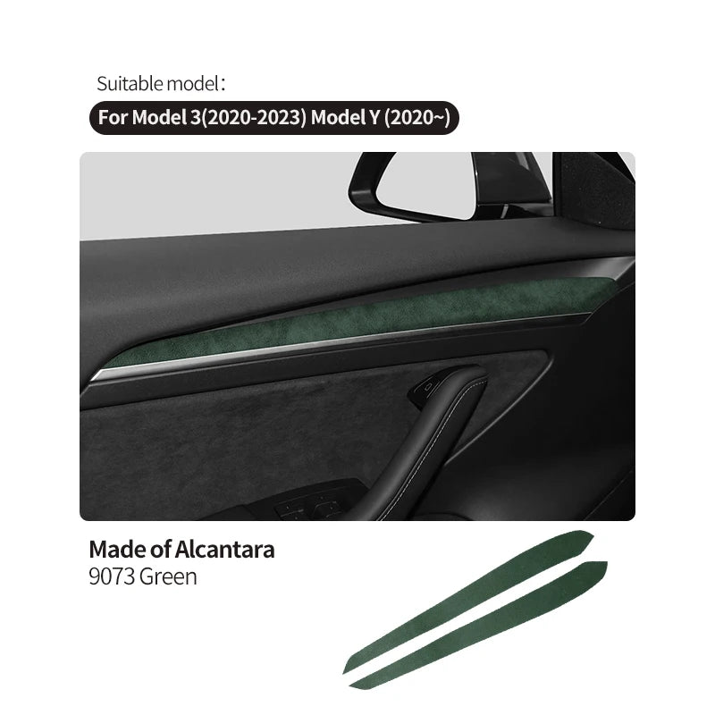 For Tesla Model 3 Y 2020-2023 Made of Alcantara Door Handle Panel Trim Cover Door Sticker Styling Decoration Interior Accessory