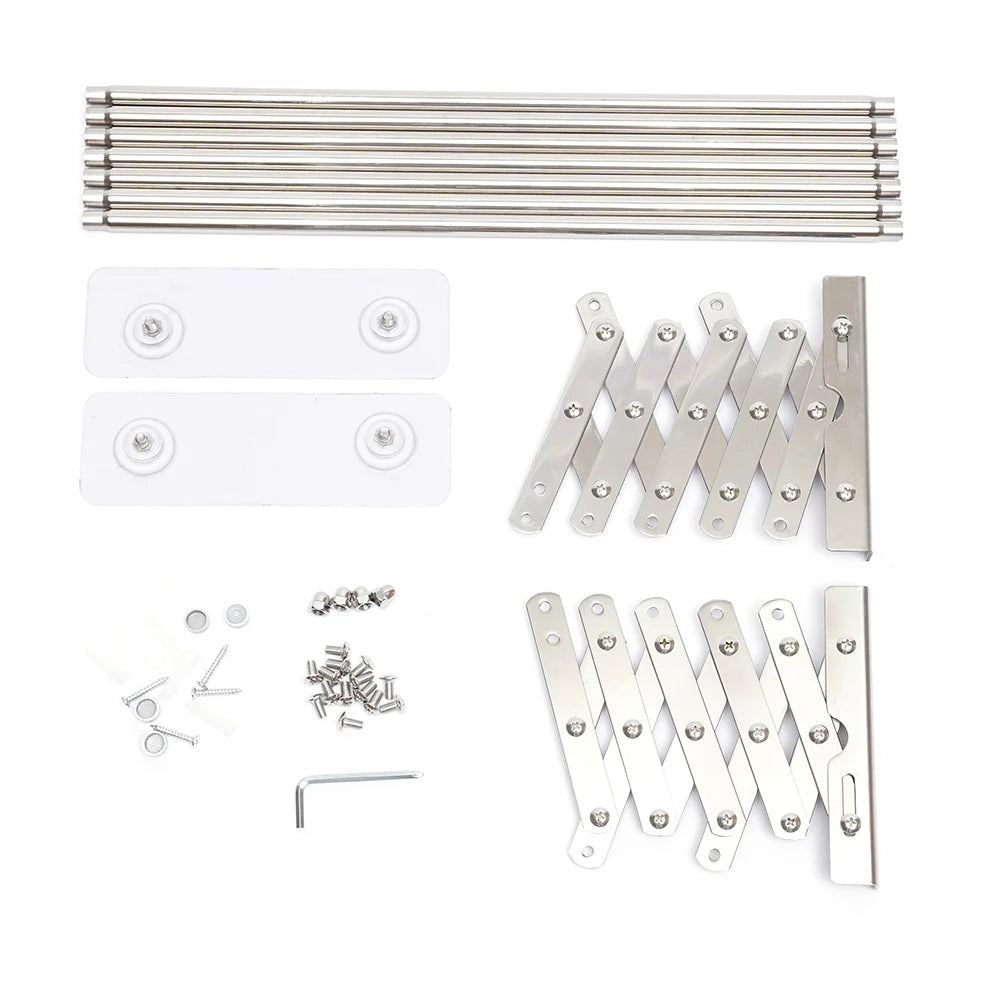 Retractable Adjugtable Towel Rail Rack Holder Wall Mounted Socks Drying Rack Laundry Hanger Wall-Mounted Expandable Folding