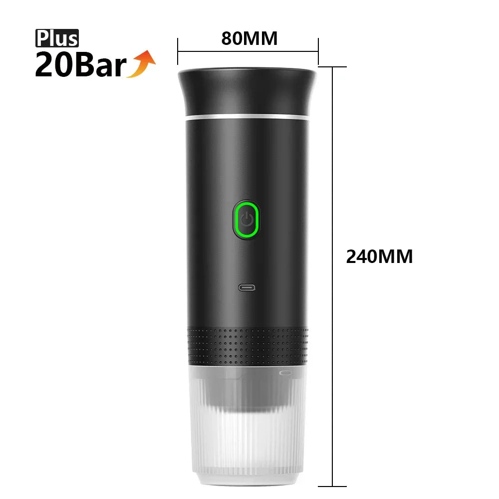 Wireless Electric Portable Espresso Coffee Machine for Car & Home Camping Maker 3-in-1 Capsule Powder Travel Coffee Maker