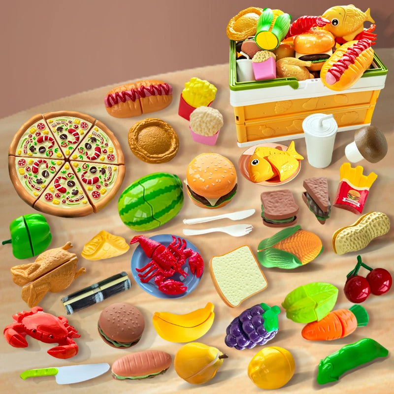 Children Kitchen Toys Set Cookware Kitchen Toys Simulated Fruits Cutting Toys Cooking Accessories for Kids Girls Christmas Gift