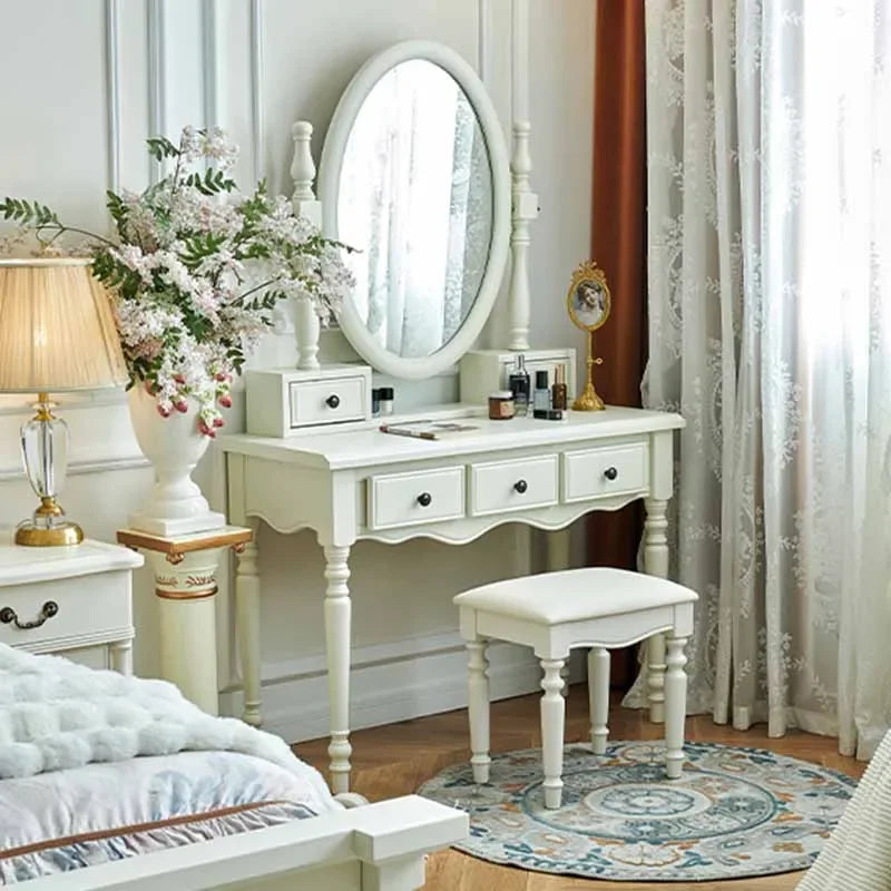 Postmodern Storage Wood Vanity Table Beige Make Up Organizer Bedroom Dresser Salon Compact Space Saving Nordic Trendy Furniture