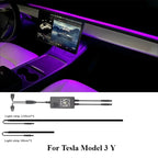 For Tesla Model 3 Y 64Colors RGB Neon LED Center Console Dashboard Wireless Charging Light Ambient Lamp USB Power APP Controller