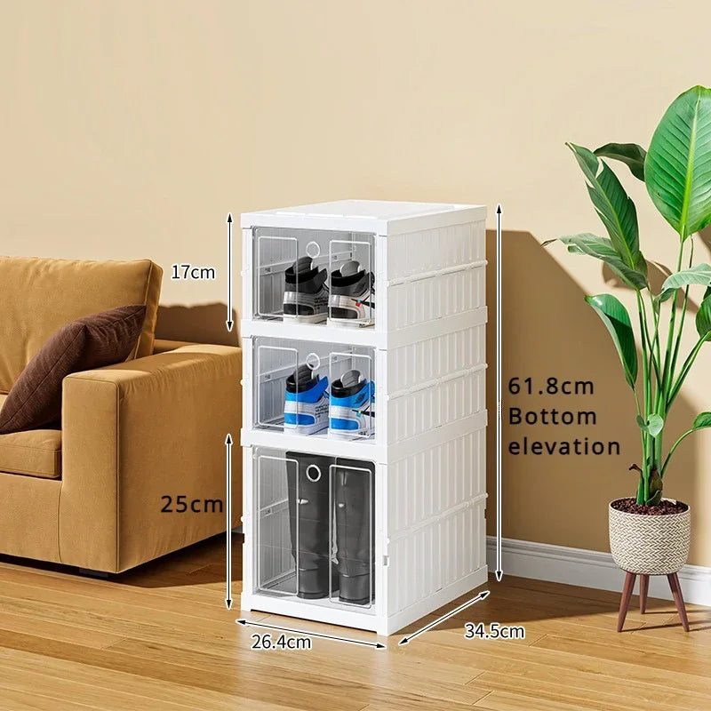 Shoe box for shoe storage 6 Layers Shoes Box Foldable Transparent Sneaker Storage Living Room Stackable free combination rack
