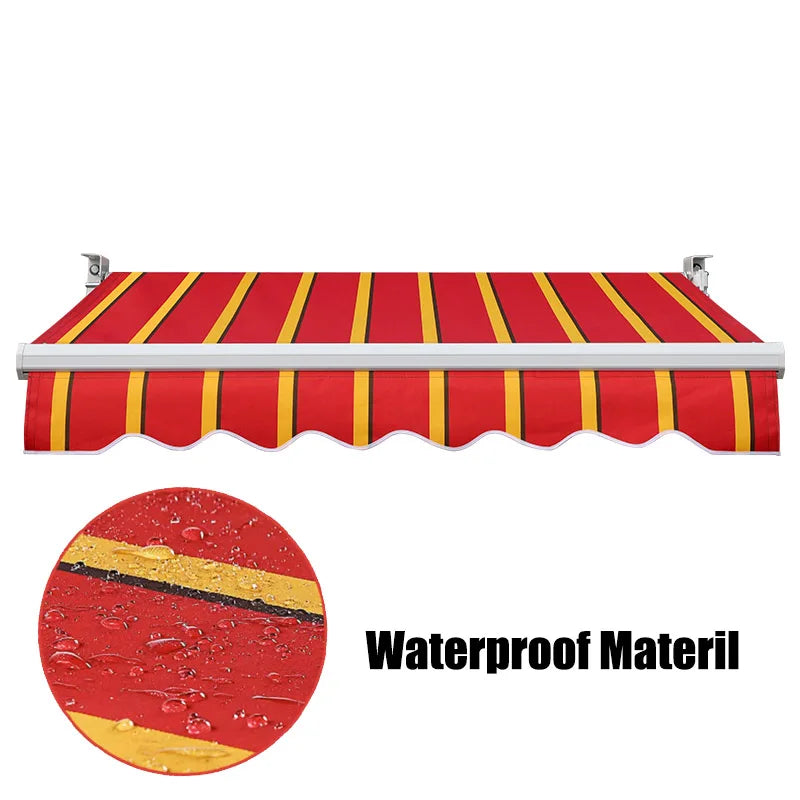 Retractable Patio Awning Replacement Fabric Cloth, Durable Exterior Sunshade, Canopy Cloth, Red and Orange Strips, RV Blind, 10
