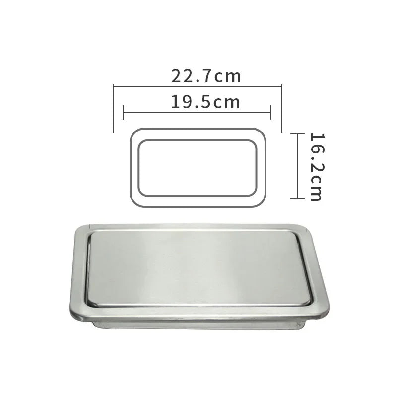 Stainless Steel Flush Recessed Built-in Balance Swing Flap Lid Cover Trash Bin Garbage Can Kitchen Counter Top