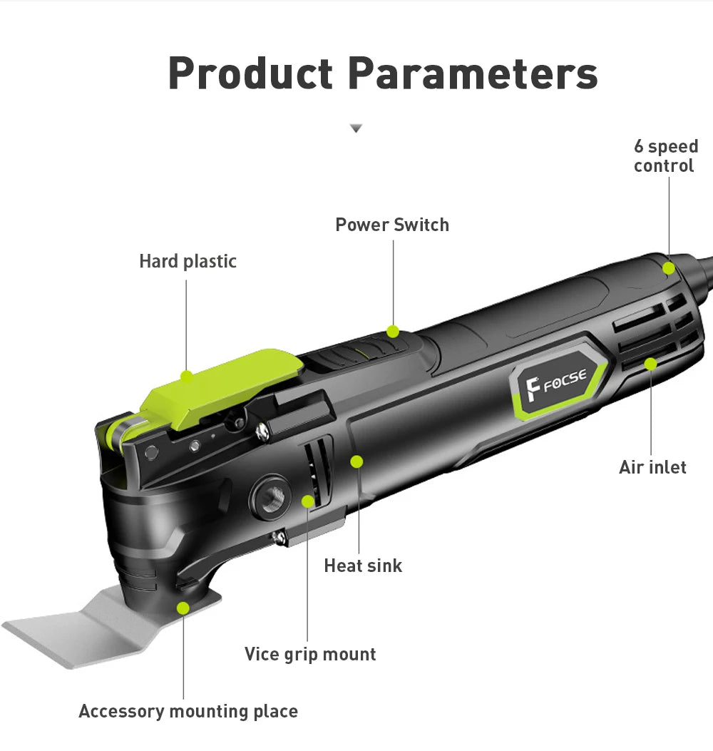 500W Electric Multifunction Oscillating Tool Electric Trimmer Saw Variable Speed with Accessories Home Decoration Renovate 5°