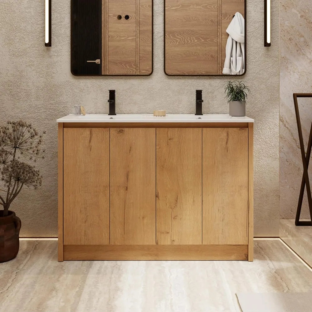 48" Bathroom Vanities with Sink Combo, Modern Freestanding Cabinet with Undermount Basin, Soft Closing Doors, Adjustable Storage