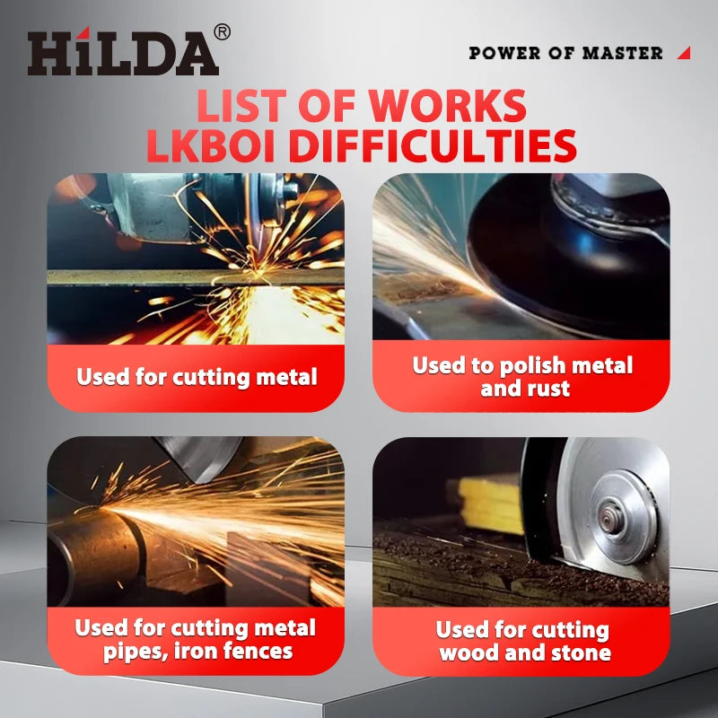 HILDA 125MM Brushless Electric Angle Grinder 1000W Polishing Cutting Machine Metal Wood Power Tool For 18V Makita Battery