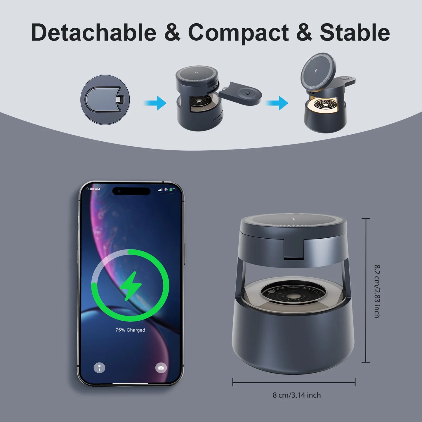 4-in-1 Magnetic Wireless Charging Station - 15W Fast Charger with Foldable Night Light for iPhone, Apple Watch & AirPods | AlluCanFind