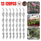 12-120pcs Bird Repellent Reflective Rods 30cm Scare Birds Repeller Wind Spiral Rotating Rod Hanging Ornaments Home Garden Decor