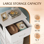 Fabric Dresser, 5-Drawer Tall Dresser for Bedroom, Storage Dresser Organizer with Fabric Bins, Wood Top, Sturdy Steel Frame