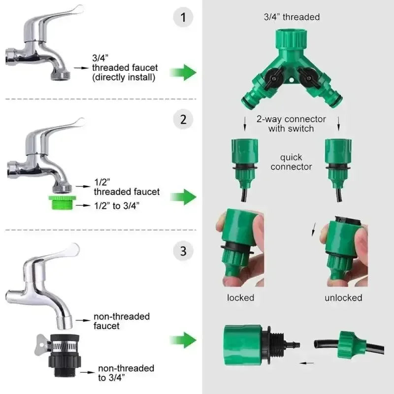 Automatic Watering Garden Hose Micro Drip Watering Kits Adjustable Nozzle Garden Supplies System Water