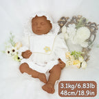 18.9-inch ultra realistic baby girl 3.1kg solid silicone reborn doll healing series closed eye sleeping shape baby muscle touch