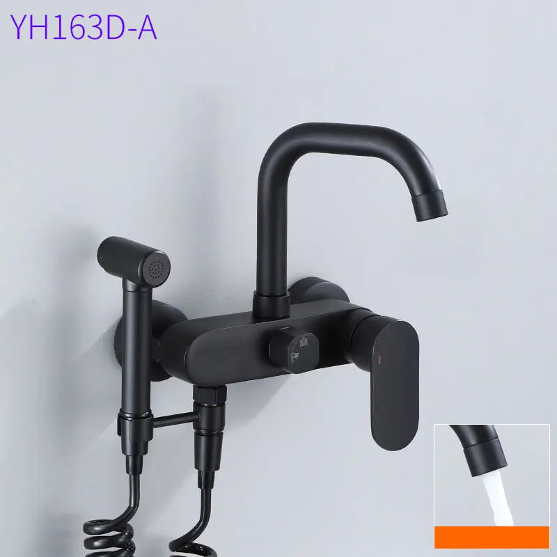 Black Brass  kitchen into the wall Hot and Cold Water Faucet wash Basin mop pool Bathtub wash spray Gun Faucet EY-YH1600