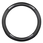PU Leather D-shaped Steering Wheel Cover with Carbon Fiber Pattern Inner Circle – Non-Slip Sporty Grip for Car Steering Wheels