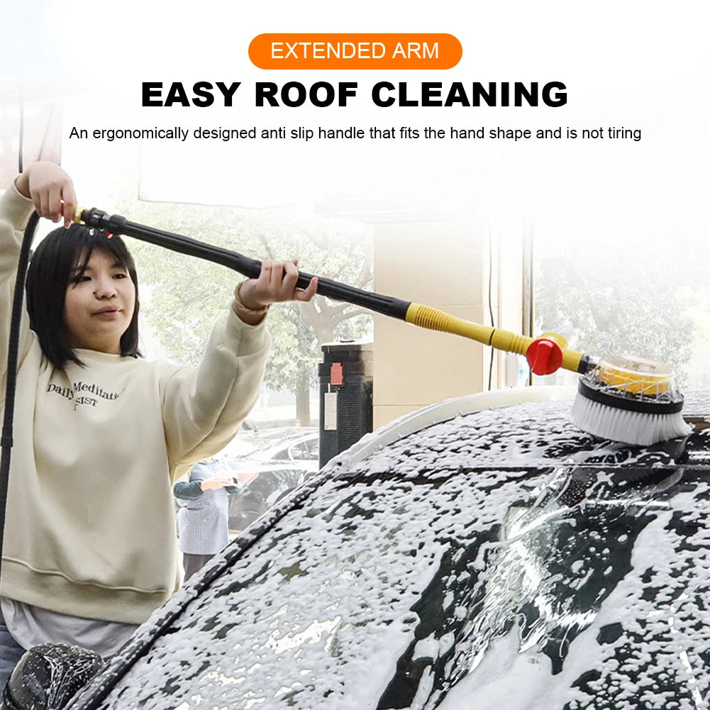 Car Cleaning Brush Long Handle High Pressure Washer Adjustable Spray Foam Rotating Brush 360 Degree Chenille Auto Cleaning Tools