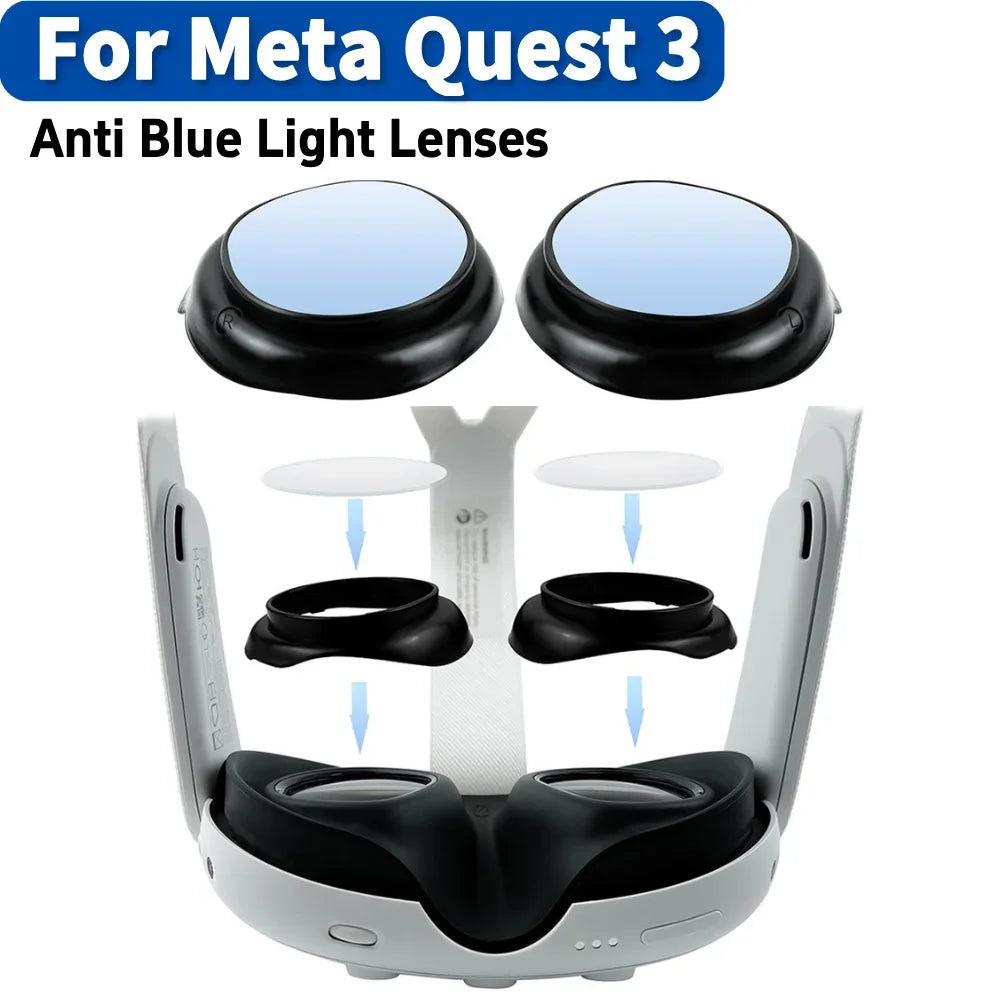 For Quest 3 Lens NO Myopia Anti-Blue Light Lens VR Glasses Lens Protection Frame For Meta Quest 3 Accessories Disassemble