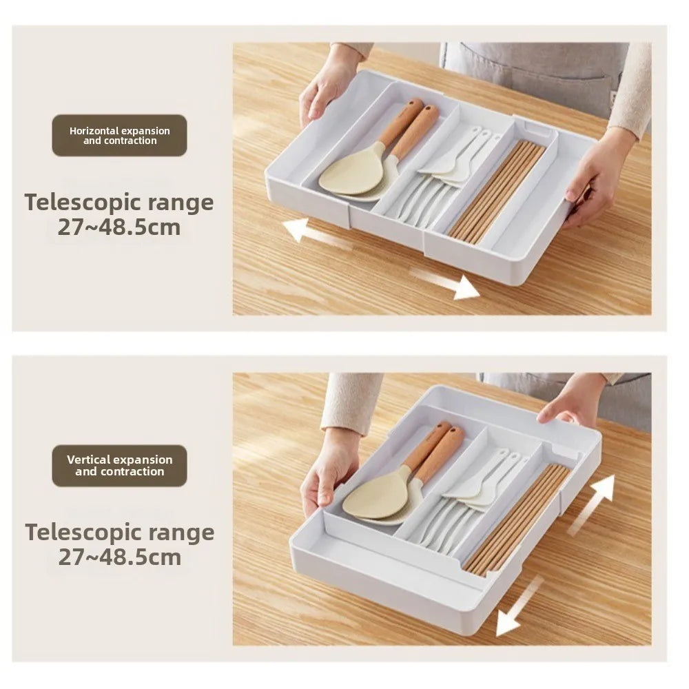 Scalable Cabinet Storage Drawer Compartment Storage Box Stationery Container PET Plastic Decoration Hidden Drawer Kitchen