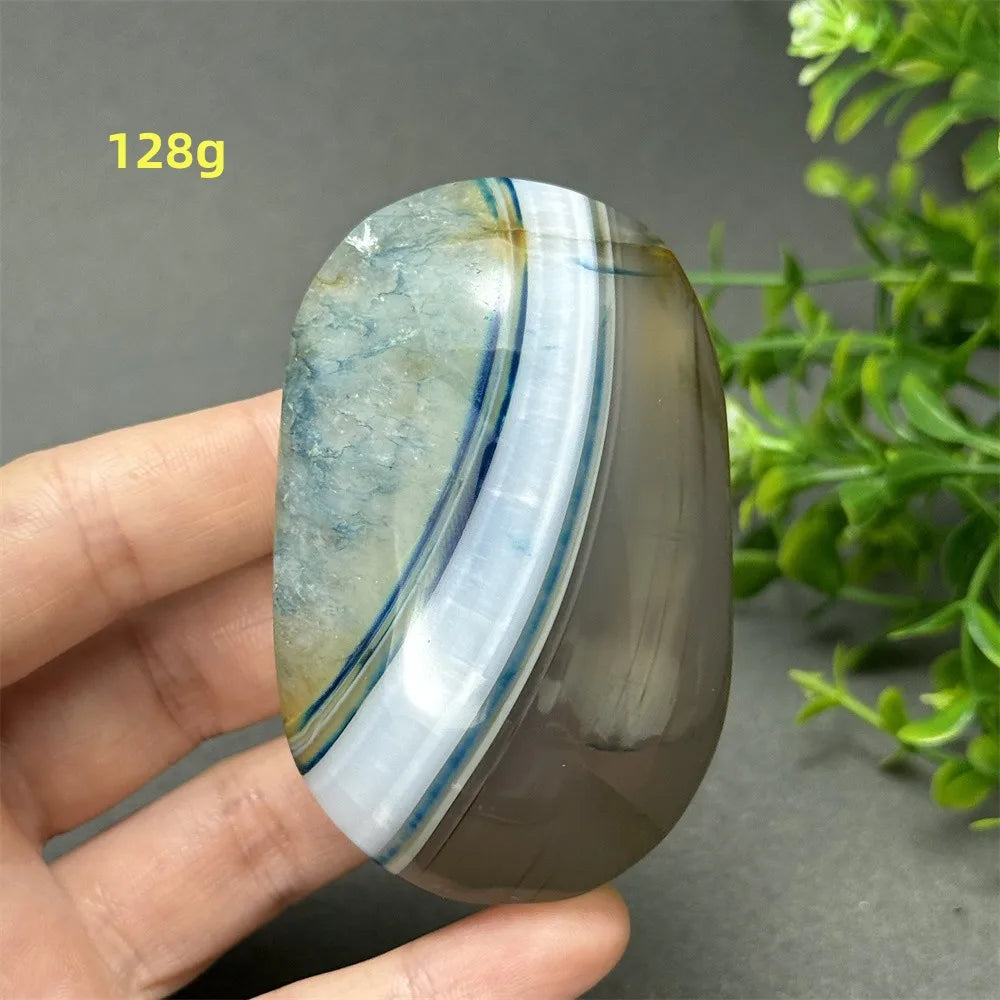 Natural Blue Agate Palm Play Healing Spiritual Meditation Chakra Witchcraft Prayer Energy Feng Shui Home Decor Gift