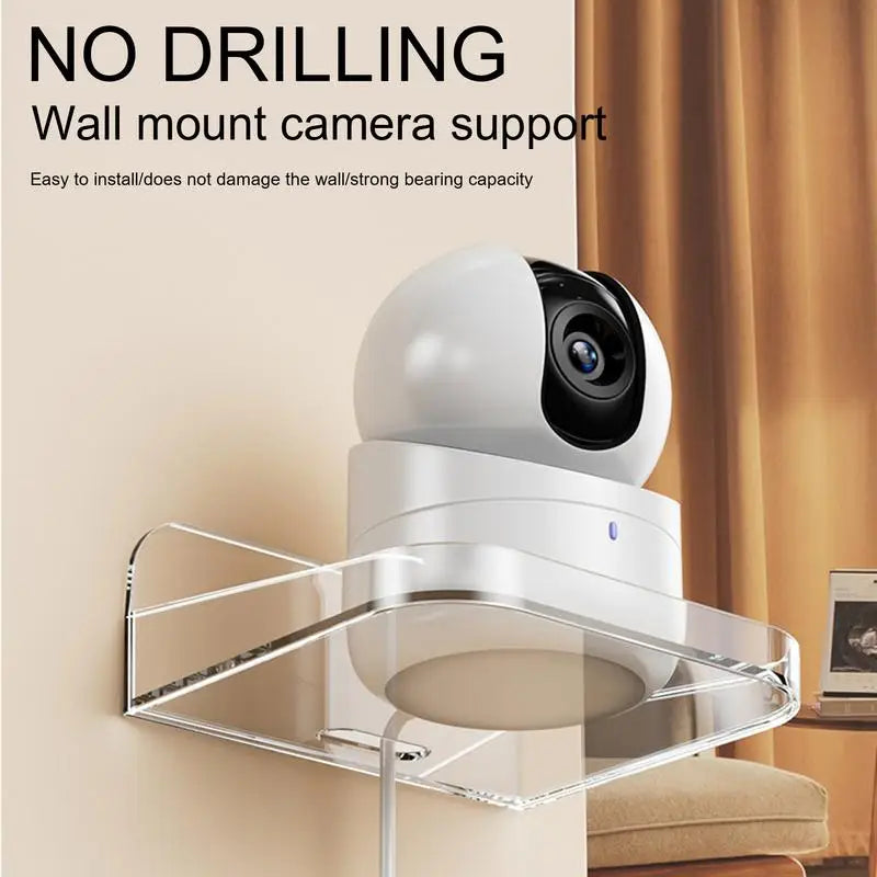 1PCS Surveillance Camera Shelf Acrylic Adhesive Wall Mount Stand Storage Rack For Small Items In Living Room Bathroom Bedroom