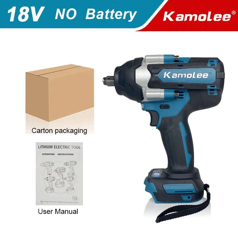 Kamolee DTW700 1800NM Cordless Impact Wrench Brushless 18V 1/2" For Car/Truck Repair