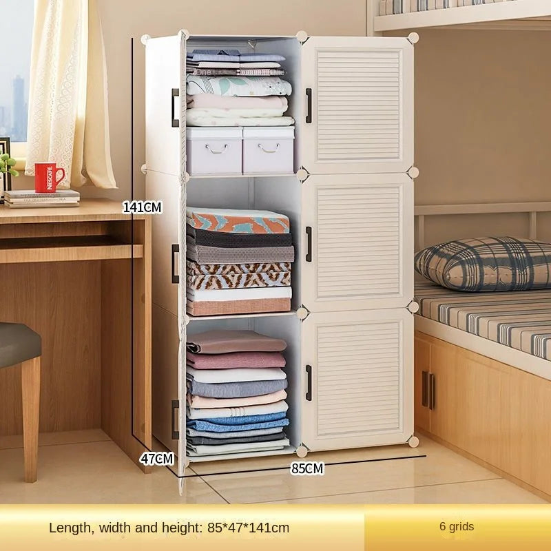 Household Folding Wardrobe Simplicity Dustproof Storage Locke Closet Plastic Collapsible Clothes Cabinets Home Bedroom Furniture