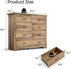 8-Drawer Dresser - Modern Bedroom Chest with Wide Drawers, Wood Storage Organizer for Bedroom or Living Room, Brown
