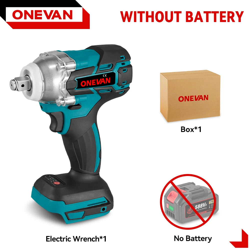 ONEVAN 520N.M Brushless Electric Impact Wrench 1/2 Inch Cordless Wrench Screwdriver Repair Power Tool For Makita 18V Battery Pin