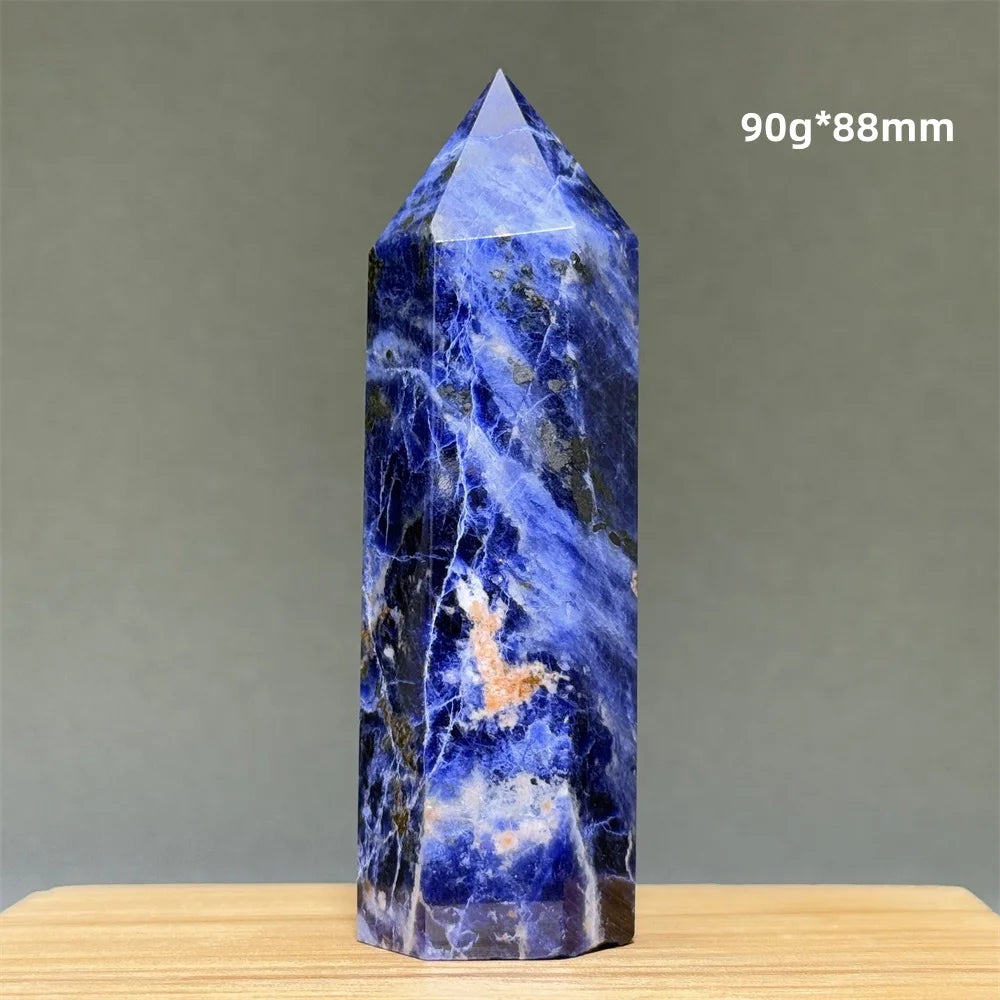 Blue Veins Stone Obelisk Natural Mineral Quartz Home Feng Shui Decorative Gift Reiki Treat Witchcraft Magic Wand