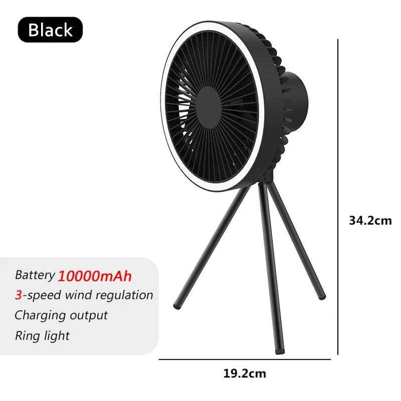 10000mAh Camping Fan Rechargeable Desktop Portable Circulator Wireless