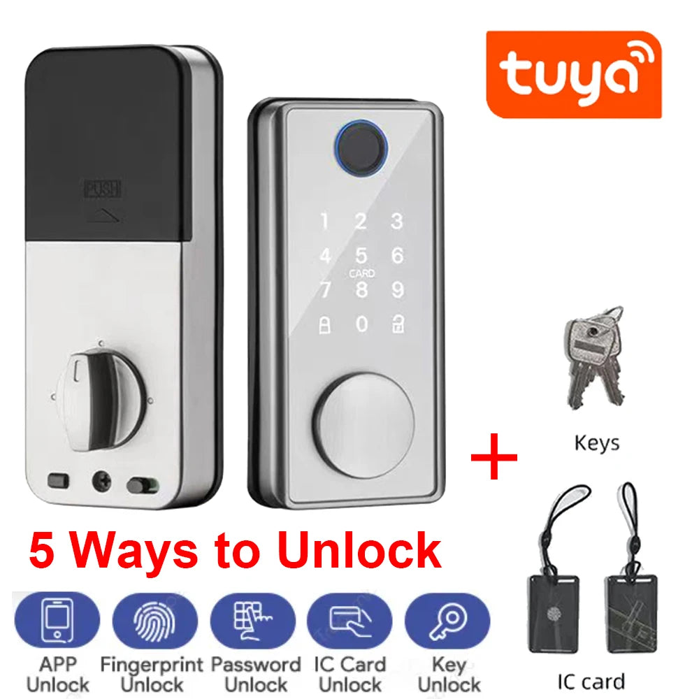 Tuya Smart Deadbolt Lock - Keyless Fingerprint Keypad Bluetooth for Front Door, Home/Apartment | AlluCanFind