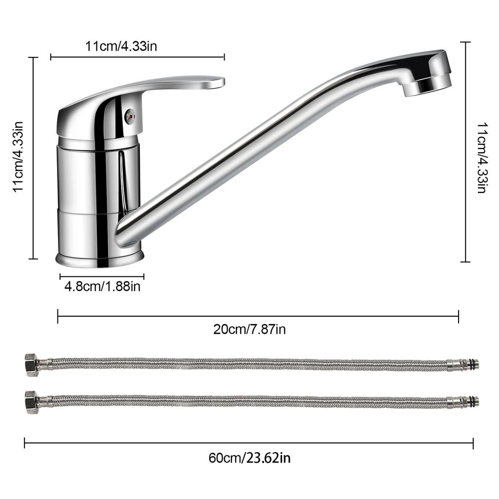G3/8 Kitchen Faucet Hot and Cold Mixed Bathroom Faucet Single Handle Swivel Water Tap Deck Mounted Basin Faucet