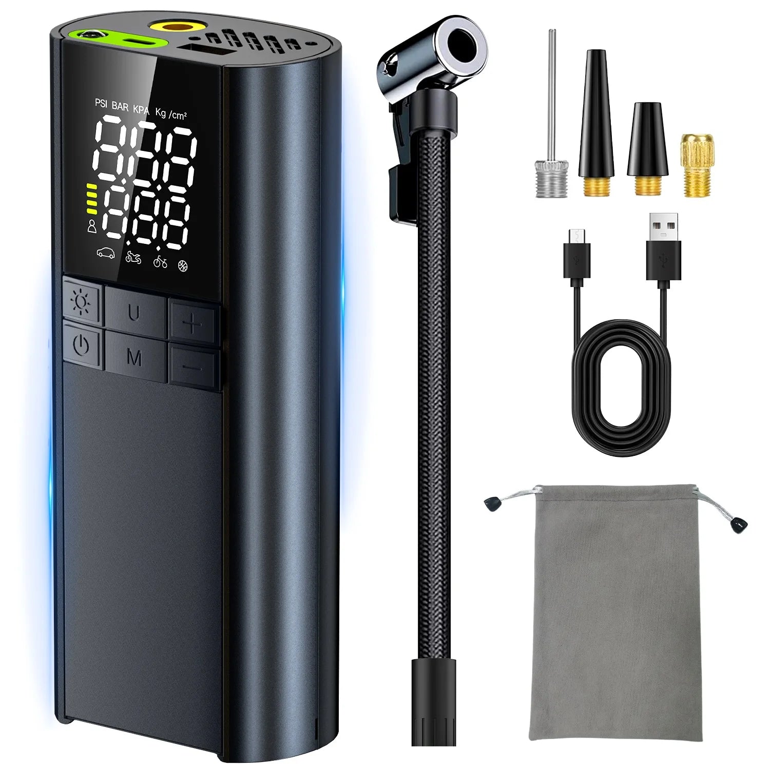 Intelligent Car Inflator Pump 8000mAh Extreme Portable Air Compressor Car Motorcycle Bicycle Usable Electric Tire Inflator Pump
