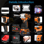 Jemi Tool 3-In-1 Cordless Electric Impact Wrench Drill Screwdriver with Brushless Motor Max 4000RPM Variable Speed