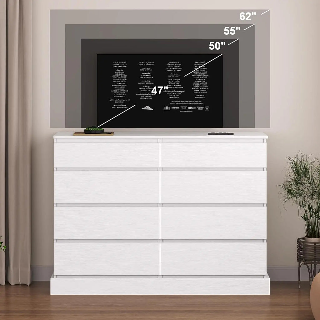 White Dresser for Bedroom,, Large Capacity Clothing Storage Cabinet, Wide Dresser for Bedroom Living Room Entryway