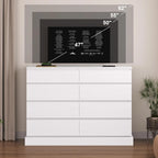 White Dresser for Bedroom,, Large Capacity Clothing Storage Cabinet, Wide Dresser for Bedroom Living Room Entryway