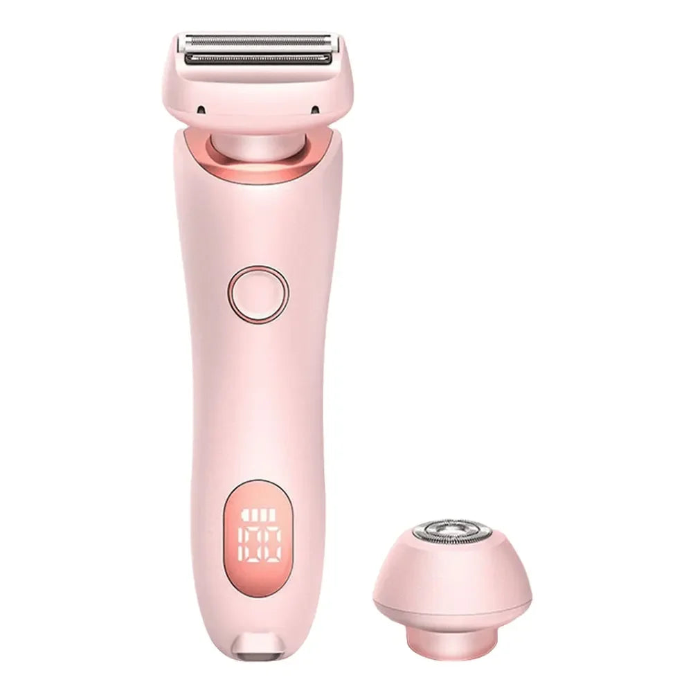 Women Electric Epilator 2 in 1 Body Hair Removal Razor Waterproof Rechargeable Bikini Trimmer for Pubic Legs Underarms Face Hair