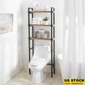 Over-the-Toilet Storage Rack 3-Shelf Adjustable Bathroom Organizer Metal Frame Natural Oak Shelves Space Saver Easy Assembly
