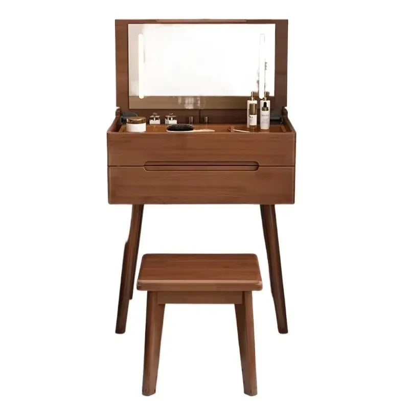 Luxury Wooden Dresser Makeup Cabinet Bedroom Mirrors Vanity Desk Dresser Drawer Nordic Princess Penteadeira Unique Furniture