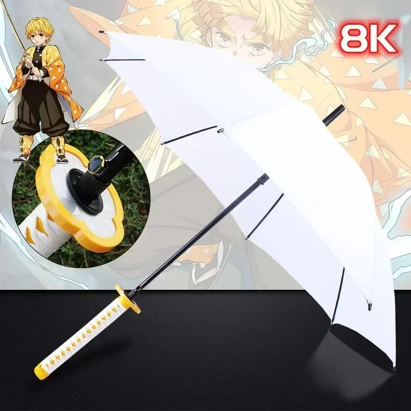 Demon Slayer Katana Anime Umbrella Ninja Long Parasol Kimetsu No Yaiba Tanjirou Cosplayer Samurai Sword Katana Handle Umbrellas
