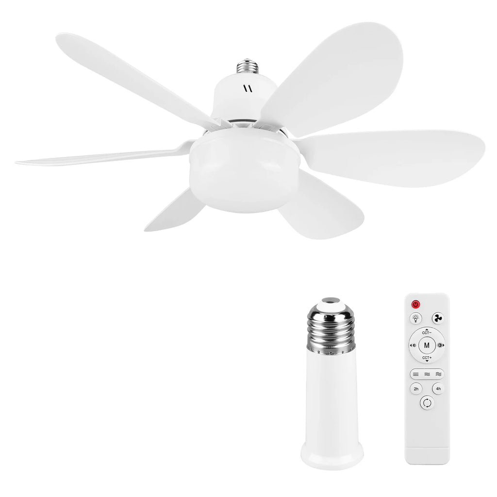 Screw in Ceiling Fan in Light Socket with Remote Ceiling Fan with Light 3 Speeds Dimmable for Bedroom Kitchen Living Room