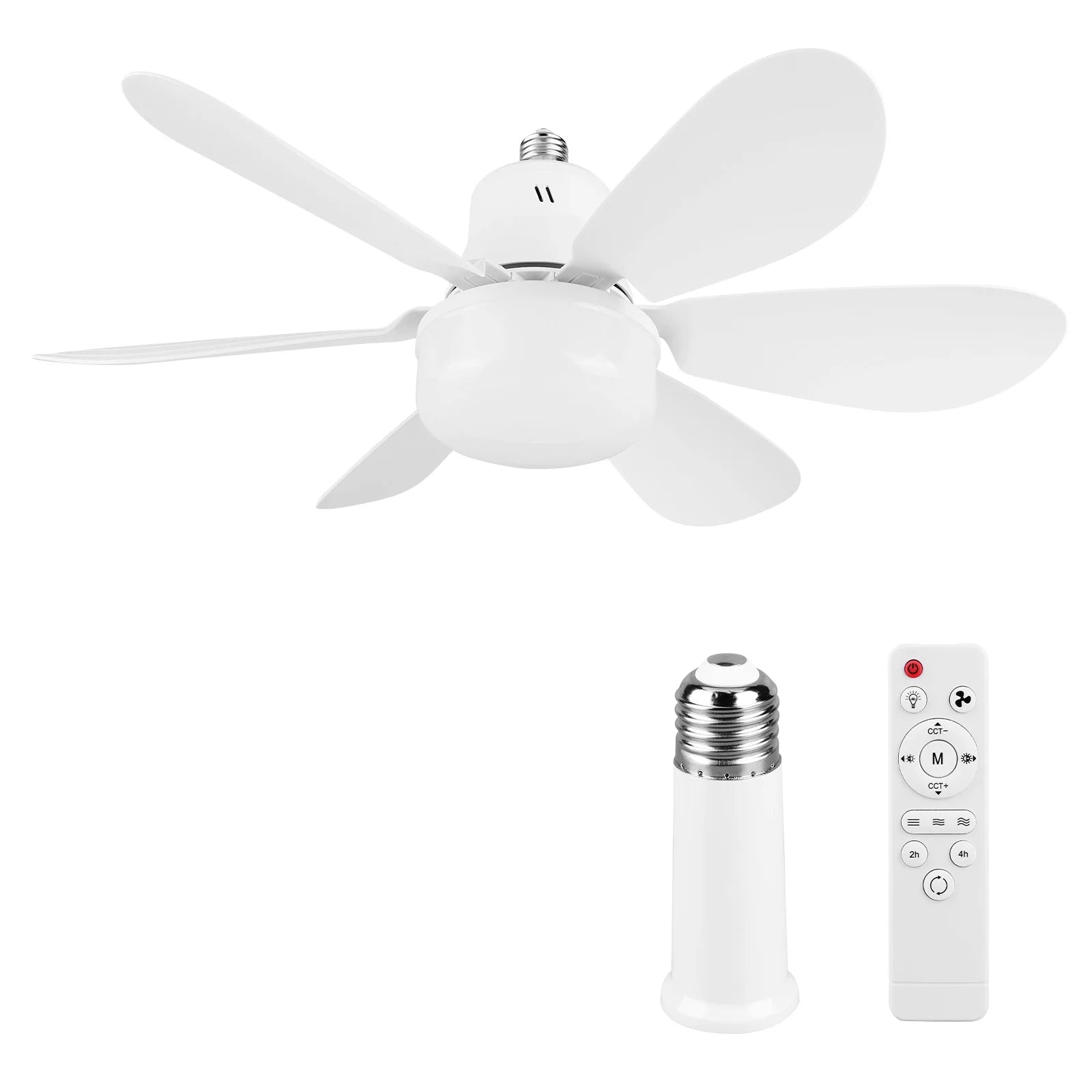Screw in Ceiling Fan in Light Socket with Remote Ceiling Fan with Light 3 Speeds Dimmable for Bedroom Kitchen Living Room