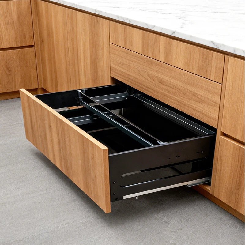 Kitchen Cabinet Drawer Type Double Layer Basket For Bowls Dishes Aluminum Alloy Large Capacity Pull Out Durable Space Saving