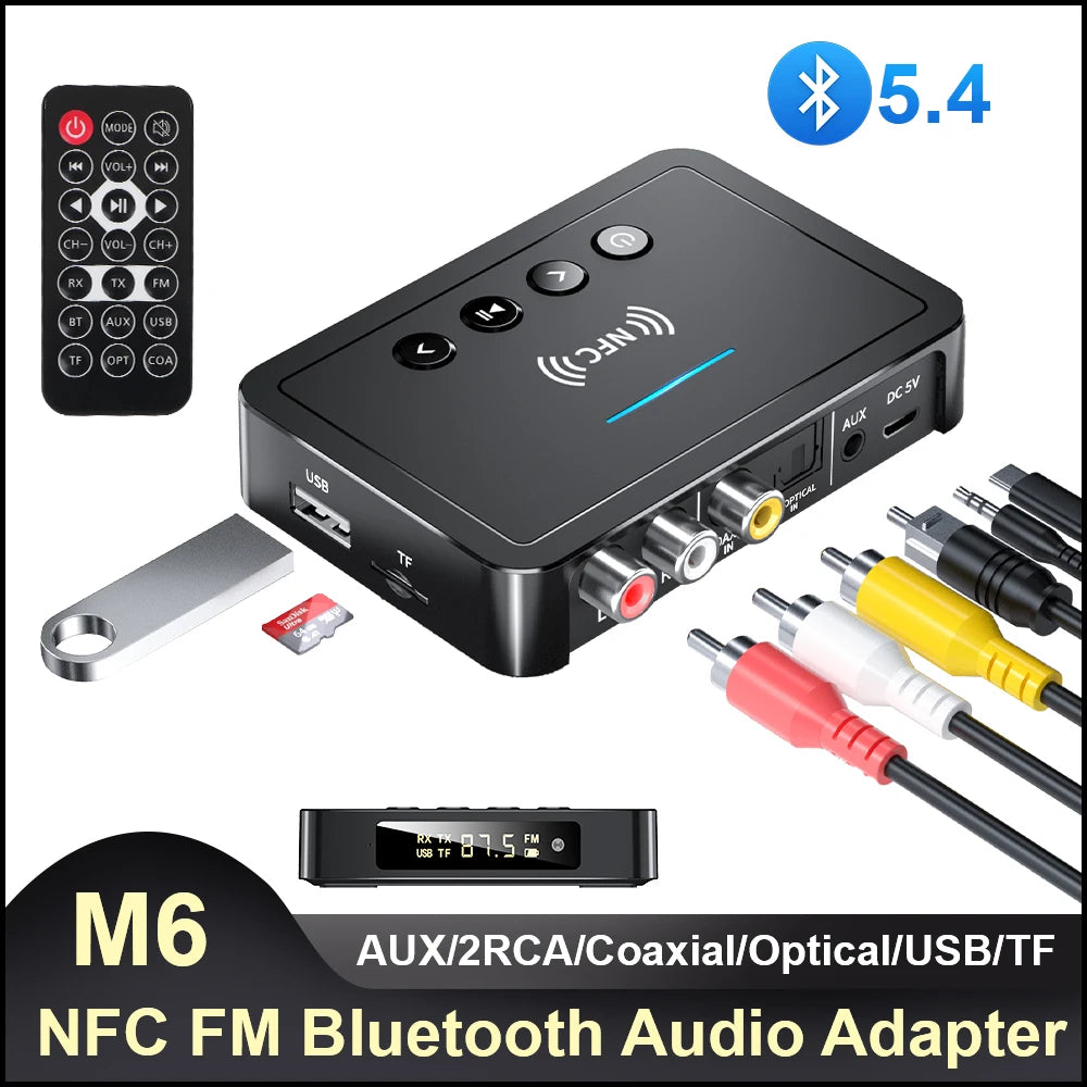 3.5mm AUX/RCA/USB U Disk/TF Input Remote Controller Bluetooth 5.4 M6 Digital Adapter Bluetooth Receiver Transmitter