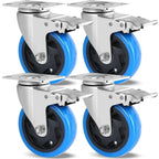 Fixkit 4x 100mm Swivel Castors with Brake Transport Castors Heavy Duty Castors 150kg Per Castor Polyurethane Furniture Wheel