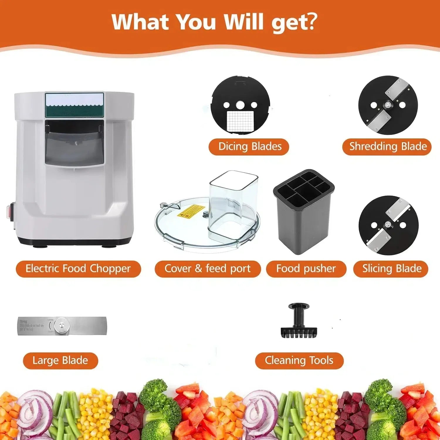 HomeWise K8600 Electric Vegetable Cutter Slicing Shredding Dicing Maker Food Processor with 3 Blade Multifunctional Cutter