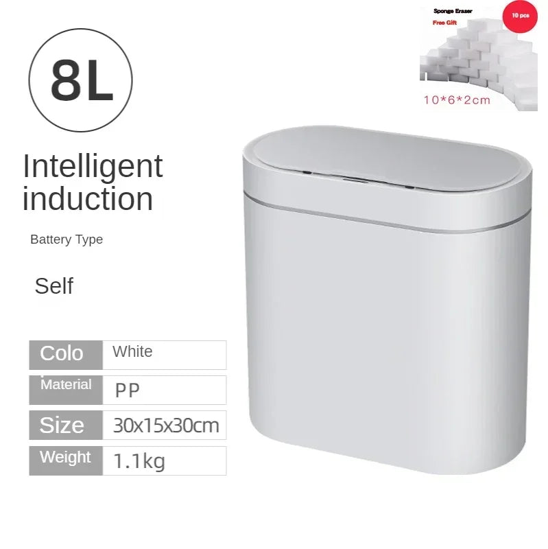 Smart Sensor Trash Can Electronic Automatic Household Bathroom Toilet Waterproof Narrow Seam Storage Bucket Smart Home Trash Bin